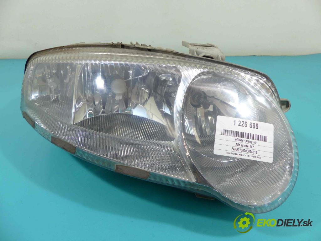 Alfa romeo 147 1.6 16v 105 HP manual 77 kW 1598 cm3 3- Reflektor: pravý  (Pravé)