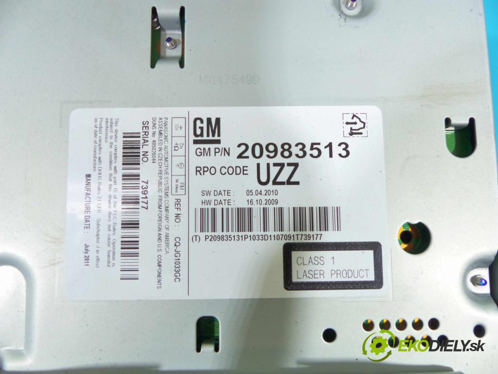 Opel Astra IV 2009-2015 1.4 T 140 HP manual 103 kW 1364 cm3 5- Radio továreň: 20983513