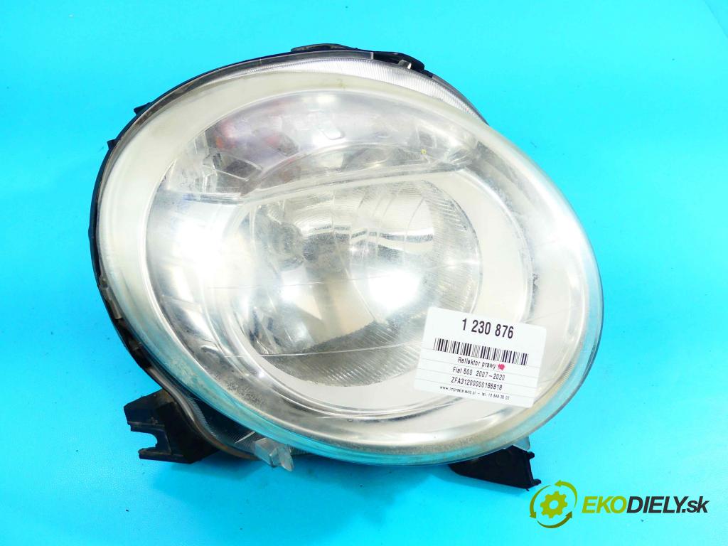 Fiat 500 2007-2020 1.2 69KM manual 51 kW 1242 cm3 3- Reflektor: pravý  (Pravé)