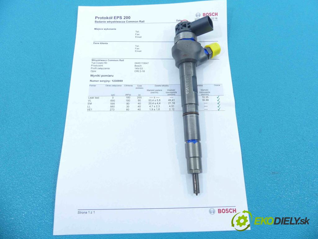Vw Passat B7 2010-2014 2.0 tdi 140 HP manual 103 kW 1968 cm3 5- vstrek 0445110647 (Vstrekovače)