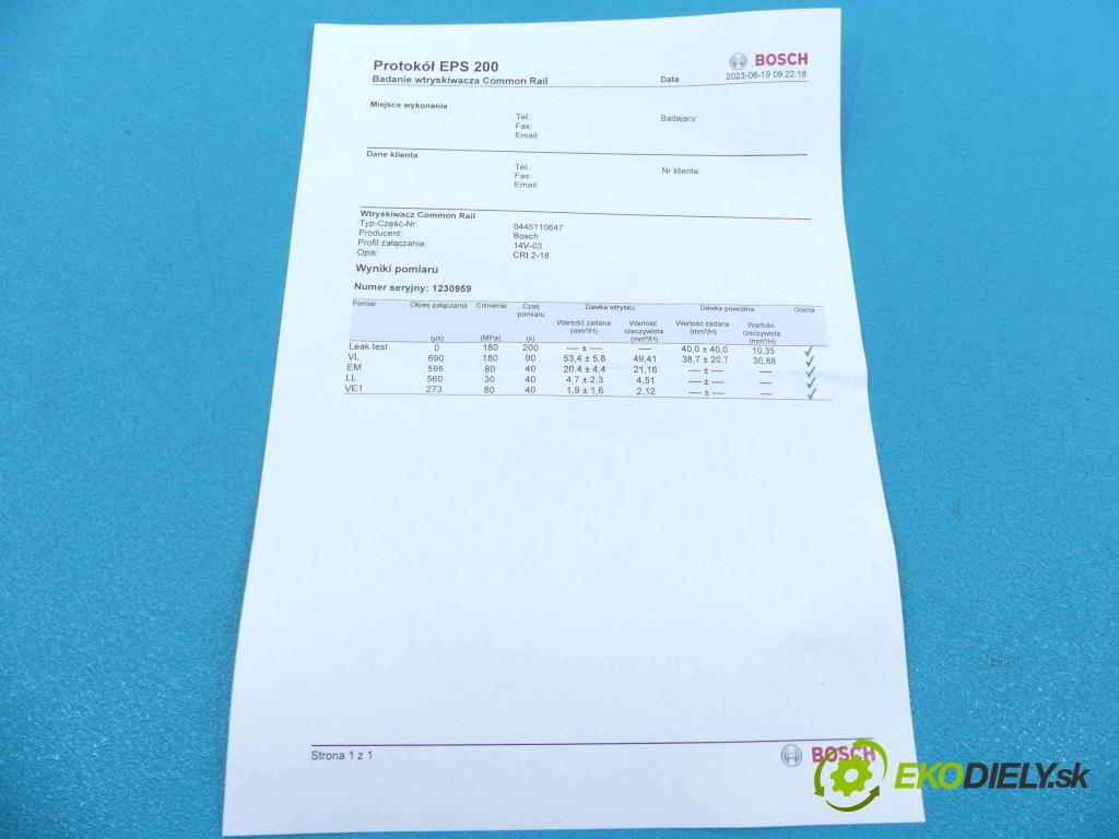 Vw Passat B7 2010-2014 2.0 tdi 140 HP manual 103 kW 1968 cm3 5- vstrek 0445110647 (Vstrekovače)