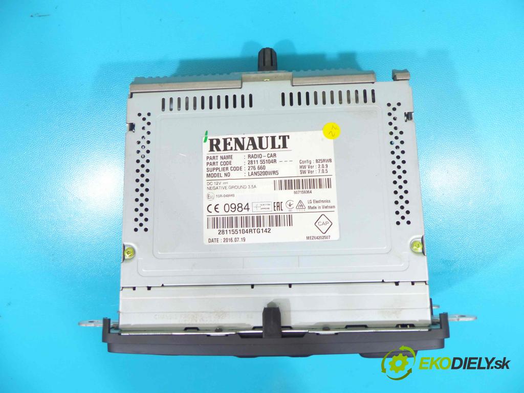 Renault Captur I 2013-2019 0.9 Tce 90 HP manual 66 kW 898 cm3 5- Radio továreň: 281155104R
