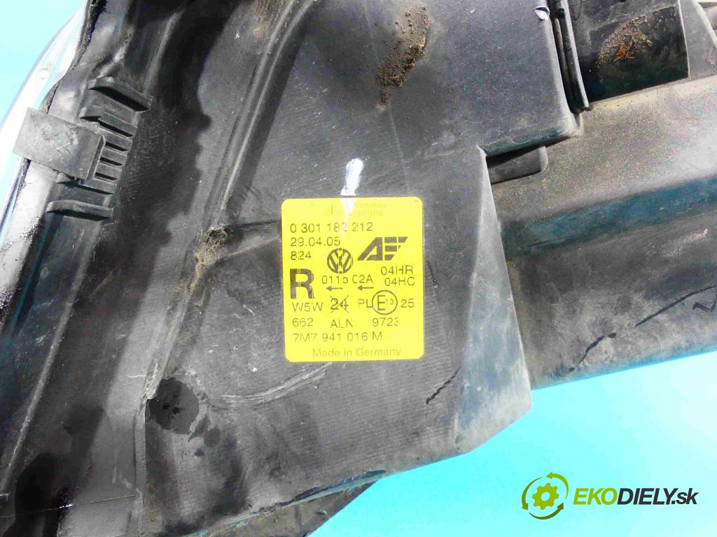 Seat Alhambra I 1996-2010 1.9 tdi 116 HP manual 85 kW 1896 cm3 5- Reflektor: pravý 7M7941016M (Pravé)