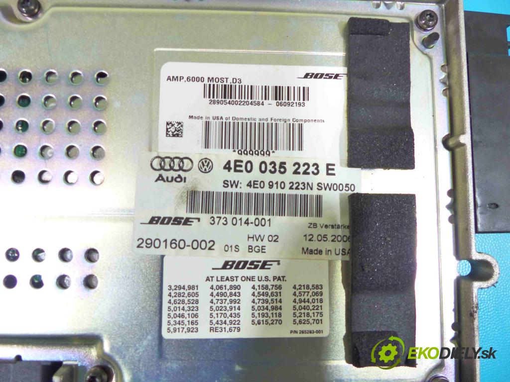 Audi A8 D3 2002-2009 4.2 B V8 334HP automatic 246 kW 4200 cm3 4- Zesilovač: 4E0035223E (Zosilňovače)