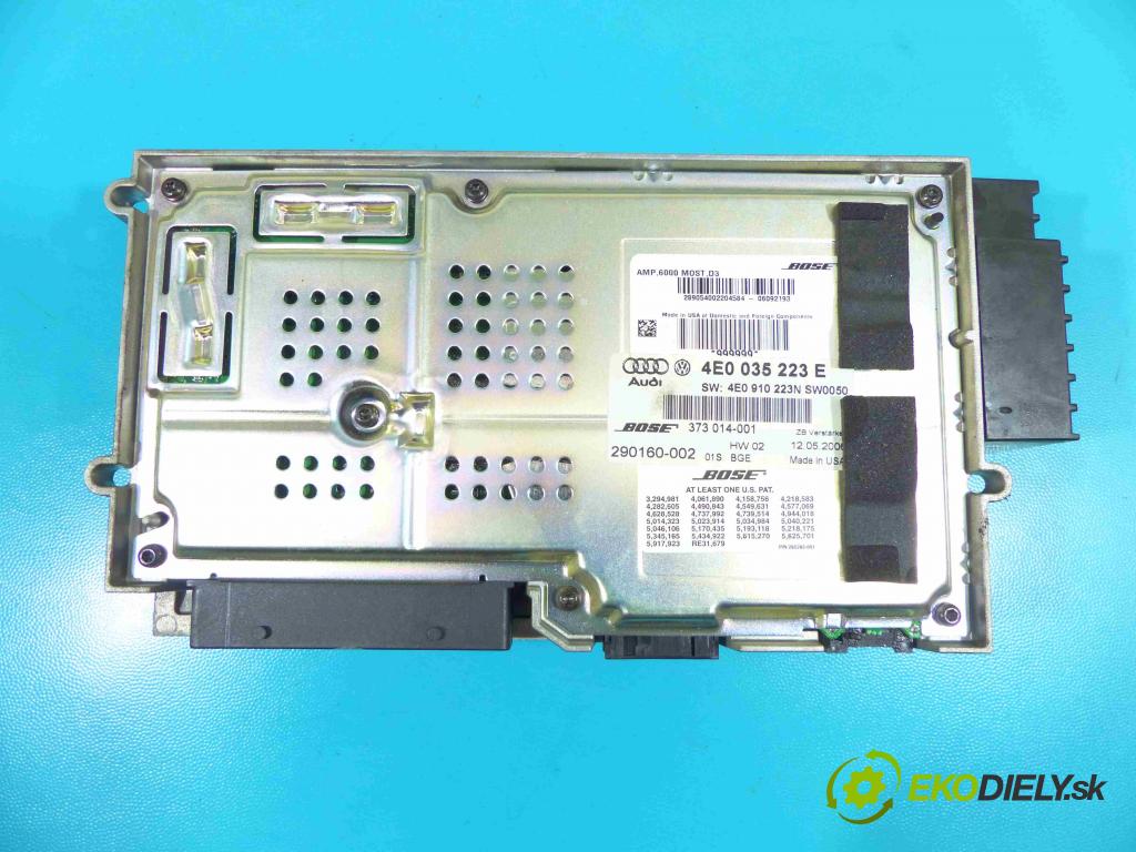 Audi A8 D3 2002-2009 4.2 B V8 334HP automatic 246 kW 4200 cm3 4- Zesilovač: 4E0035223E (Zosilňovače)