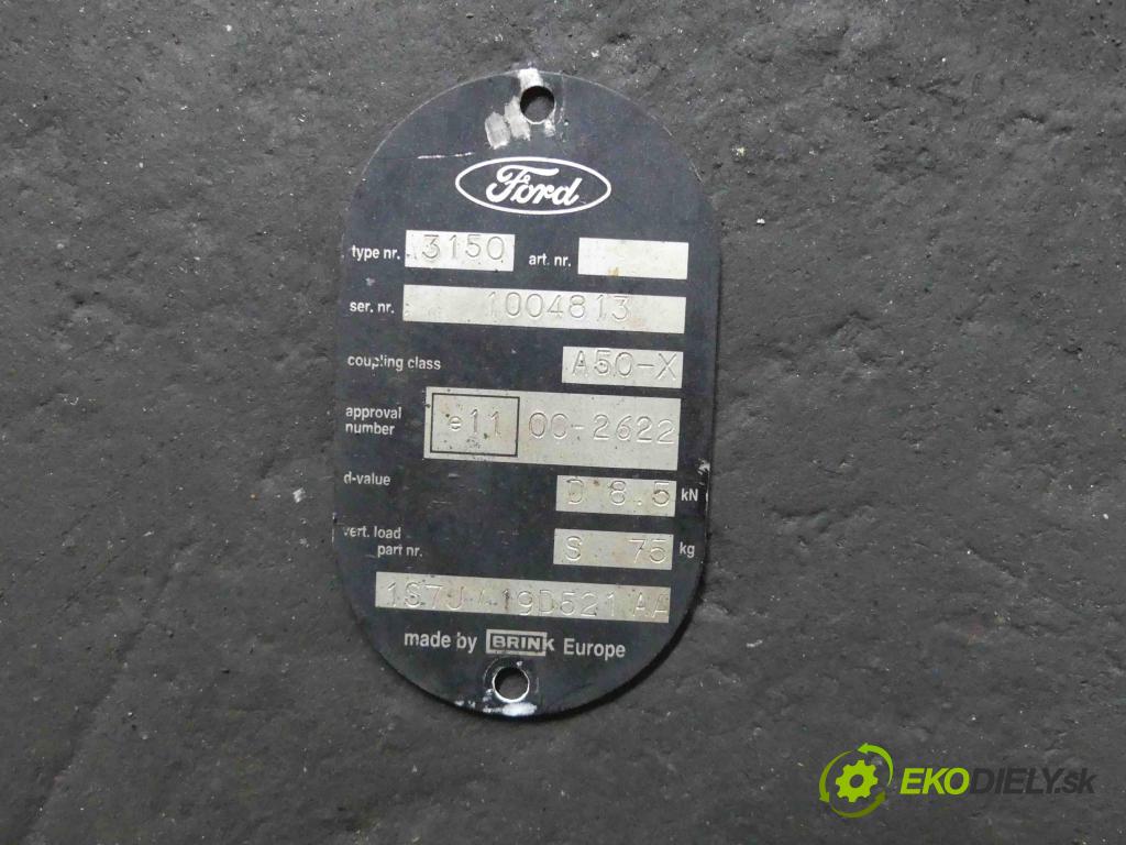 Ford Fiesta Mk7 2008-2017 1.4 tdci 68 HP manual 50 kW 1399 cm3 5- Hák: vlečení:  (Ťažné zariadenia)