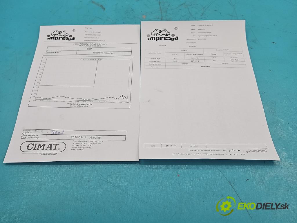 Vw Passat B5 1995-2005 1.9 tdi 110 HP manual 81 kW 1896 cm3 5- turbodúchadlo, turbo repasovaná 454231-6