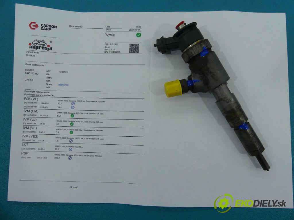 Peugeot 207 1.4 hdi 68 HP manual 50 kW 1398 cm3 5- vstrek 0445110252 (Vstrekovače)
