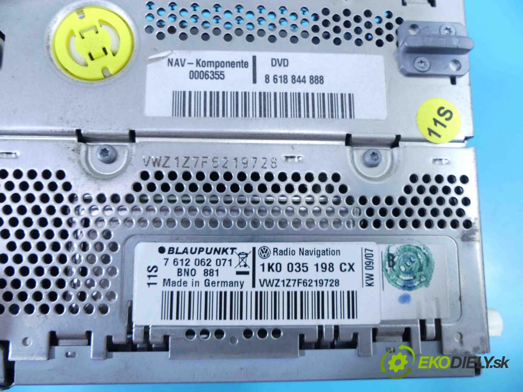 Vw Touran I 2003-2015 2.0 tdi 140 HP manual 103 kW 1968 cm3 5- Radio továreň: 1K0035198CX