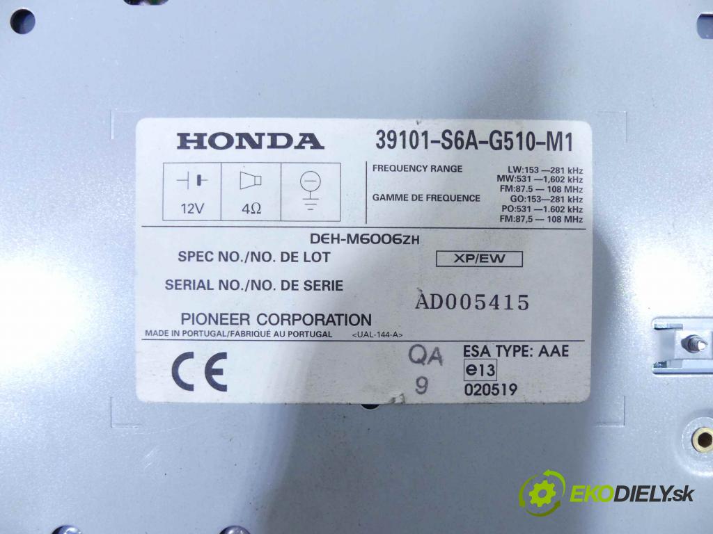 Honda Civic VII 2000-2006 1.6 16v 110 HP manual 81 kW 1590 cm3 5- Radio originál 39101-S6A-G510-M1