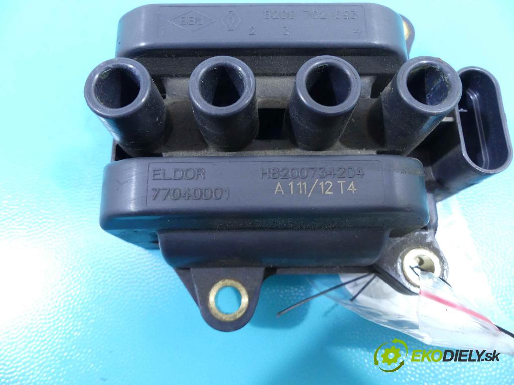 Renault Thalia II 2008-2013 1,2.0 16v 75 HP manual 55 kW 1149 cm3 4- cievka zapaľovacia H8200734204 (Zapaľovacie cievky, moduly)