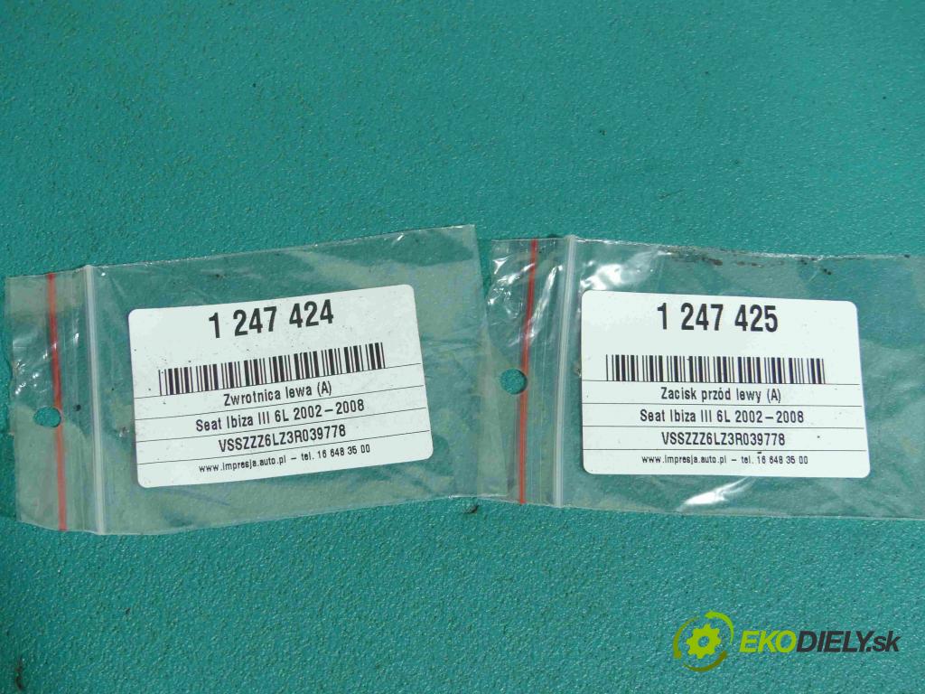 Seat Ibiza III 6L 2002-2008 1.4 16v 75 HP manual 55 kW 1390 cm3 3- brzdič predné ľavý (Ostatné)