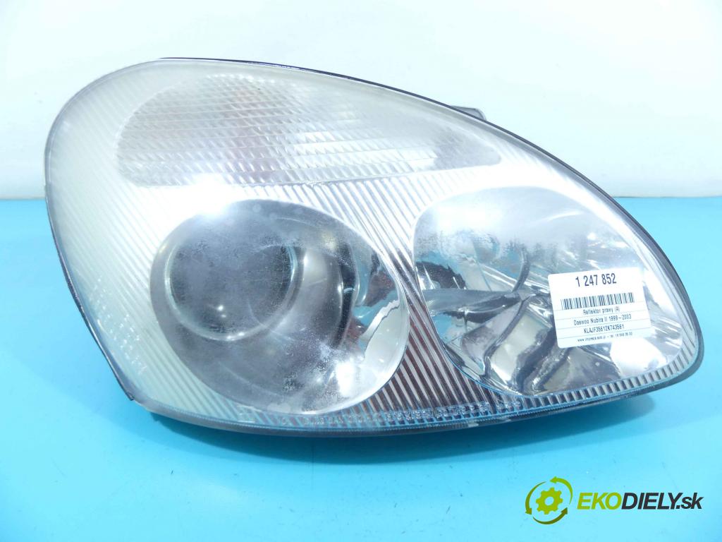 Daewoo Nubira II 1999-2003 1.6 16v 103 HP manual 76 kW 1598 cm3 5- Reflektor: pravý  (Pravé)