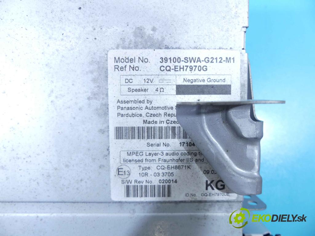 Honda CR-V III 2006-2011 2.2 i-DTEC 150 hp manual 110 kW 2199 cm3 5- Radio továrna: 39100-SWA-G212-M1