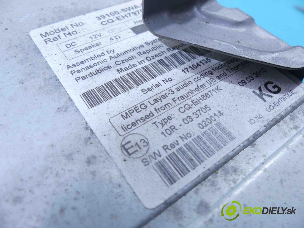 Honda CR-V III 2006-2011 2.2 i-DTEC 150 hp manual 110 kW 2199 cm3 5- Radio továrna: 39100-SWA-G212-M1