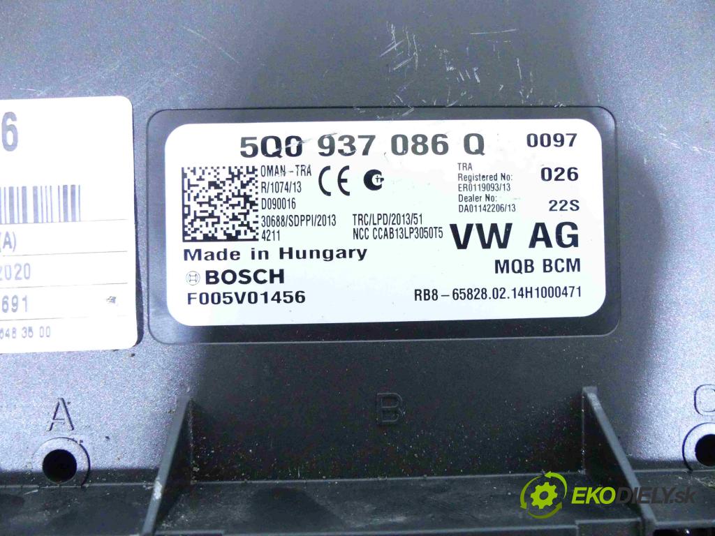 Vw Golf VII 2012-2020 1.4 tsi 122 HP manual 90 kW 1395 cm3 5- modul riadiaca jednotka 5Q0937086Q (Ostatné)