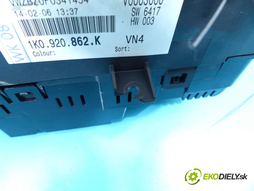 Vw Golf V 2003-2009 1.9 tdi 105 hp manual 77 kW 1896 cm3 5- Přístrojová deska 1K0920862K (Přístrojové desky, displeje)