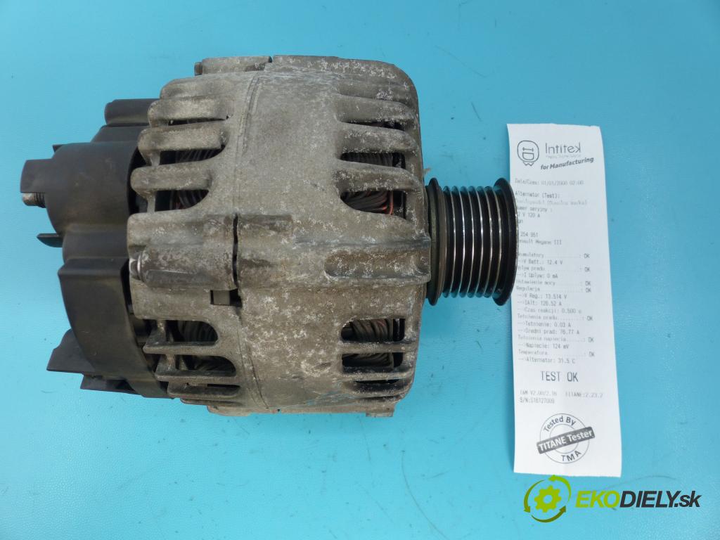 Renault Megane III 2008-2016 1.9 dci 131 hp manual 96 kW 1870 cm3 5- Alternator 8200757870-D (Alternátory)