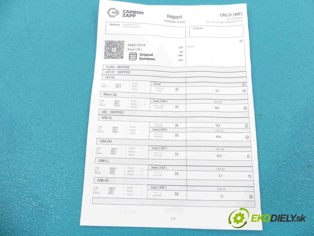 Opel Zafira B 2005-2014 1.9 cdti 101 HP manual 74 kW 1910 cm3 5- vstrek 0445110119 (Vstrekovače)