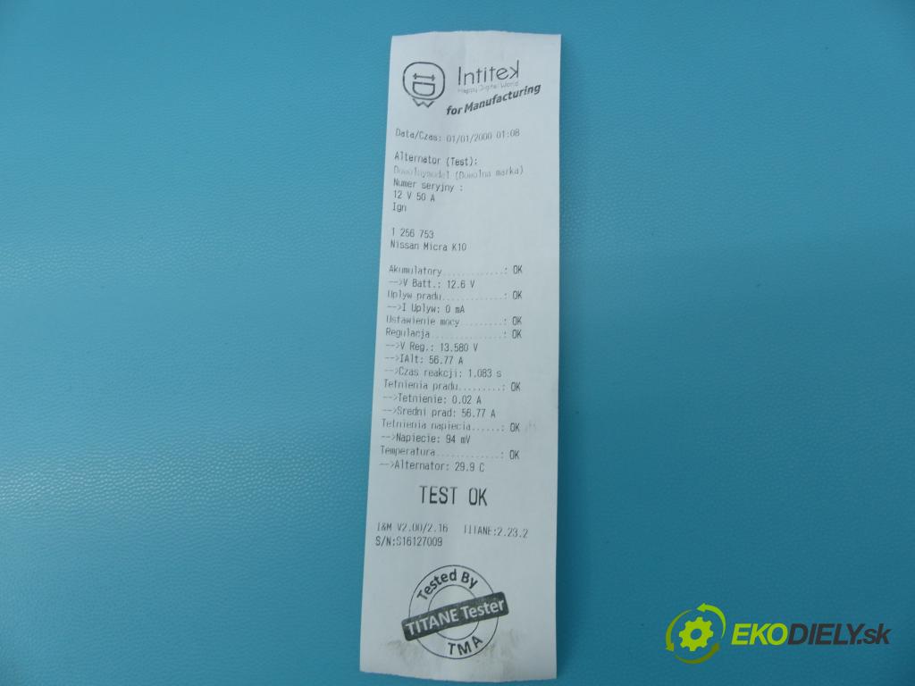 Nissan Micra K10 1982-1992 1.2 karburátor: 54 HP manual 40 kW 1235 cm3 3- Alternator 23100-17B11 (Alternátory)