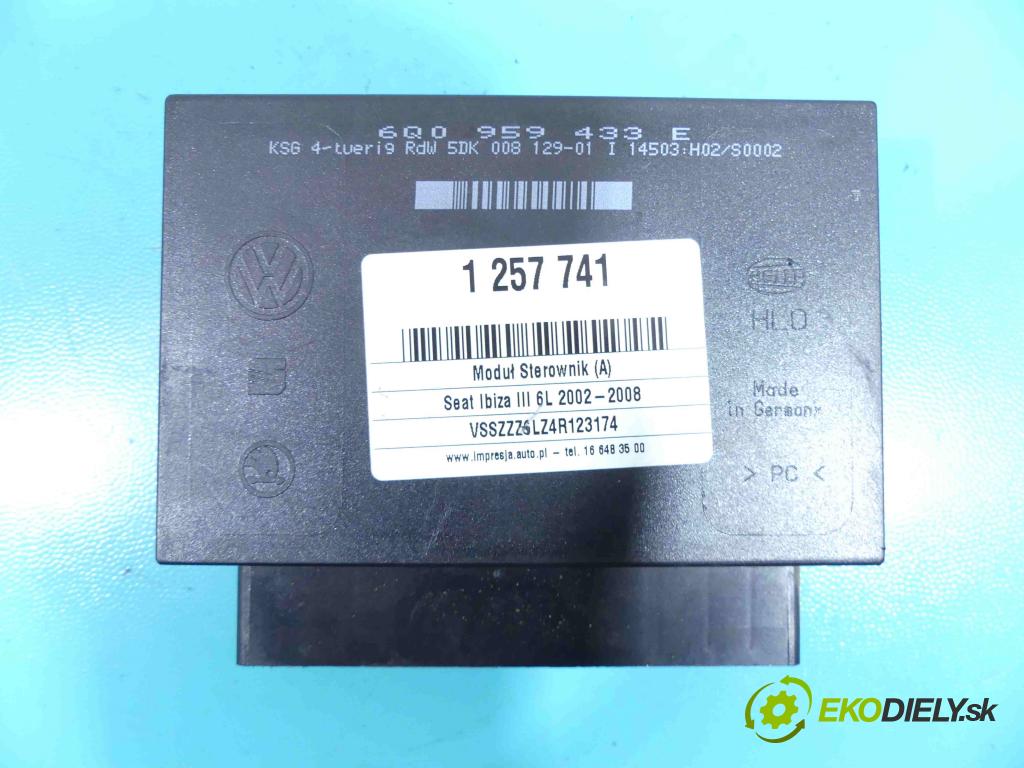 Seat Ibiza III 6L 2002-2008 1.9 sdi 64 HP manual 47 kW 1896 cm3 3- modul riadiaca jednotka 6Q0959433E (Ostatné)
