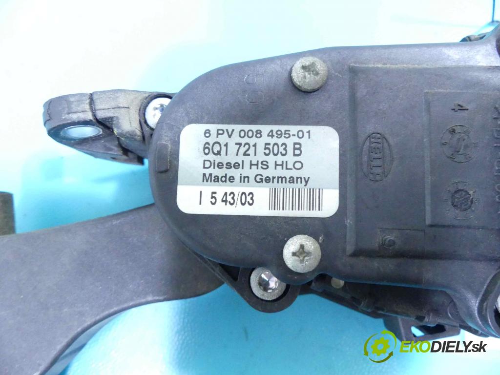 Seat Ibiza III 6L 2002-2008 1.9 sdi 64 HP manual 47 kW 1896 cm3 3- pedále 6Q1721503B (Pedále)