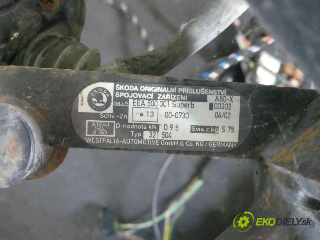 Skoda Superb I 2001-2008 1.8 T 150 HP manual 110 kW 1781 cm3 4- Hák: vlečení:  (Ťažné zariadenia)