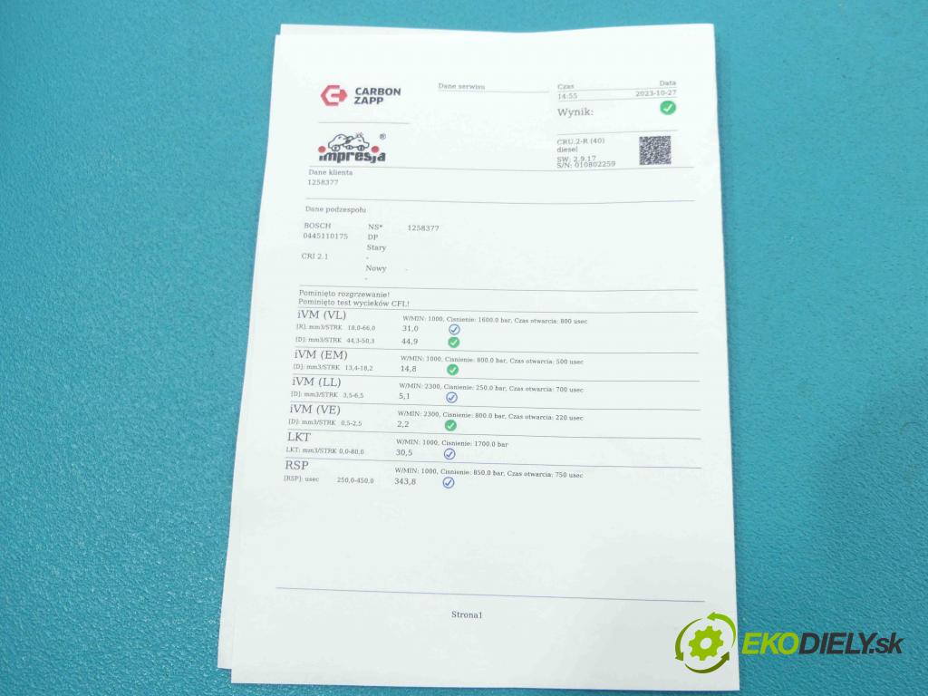 Opel Astra III 2004-2014 1.7 cdti 101 HP manual 74 kW 1686 cm3 5- vstrek 0445110175 (Vstrekovače)
