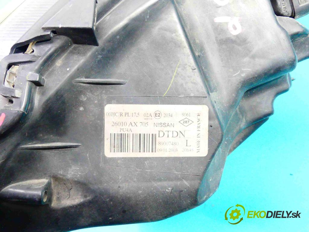 Nissan Micra K12 2003-2010 1.4 16v 88 HP manual 65 kW 1386 cm3 5- Reflektor: pravý 26010AX705 (Pravé)