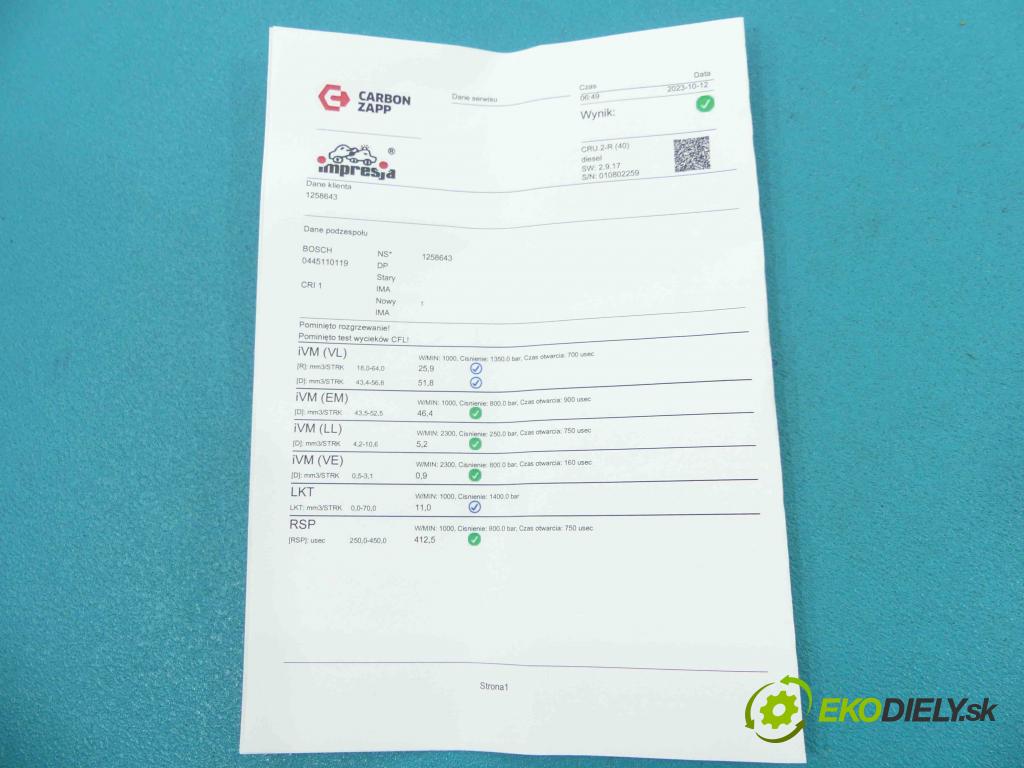 Fiat Doblo I 2001-2010 1.9 jtd 105 HP manual 77 kW 1910 cm3 5- vstrek 0445110119 (Vstrekovače)