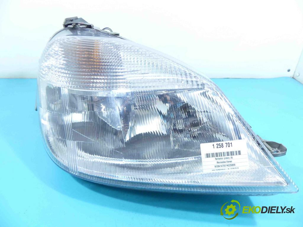 Mercedes Vaneo 1.7 cdi 90 HP automatic 66 kW 1689 cm3 5- Reflektor: pravý 0301189202 (Pravé)