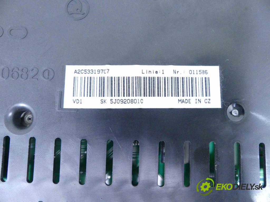 Skoda Fabia II 2007-2014 1.9 tdi 105 HP manual 77 kW 1896 cm3 5- prístrojovka/ budíky 5J0920801C (Prístrojové dosky, displeje)