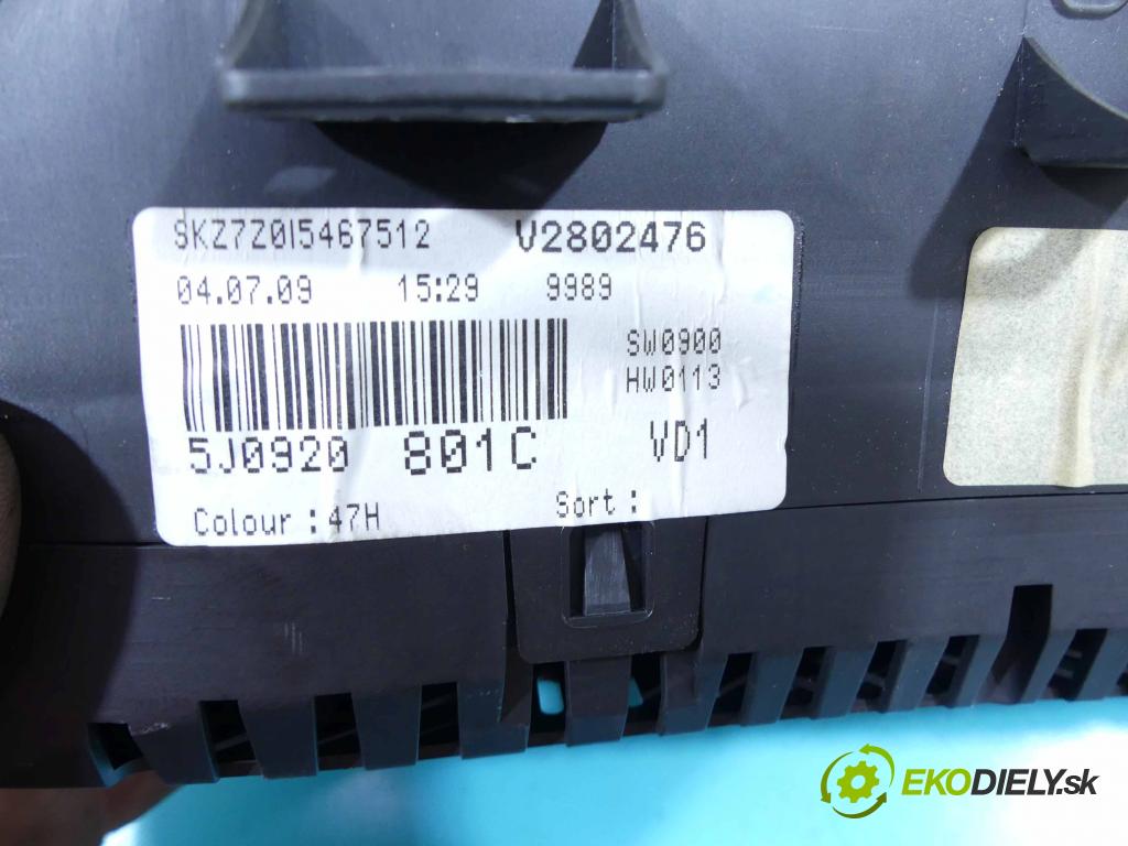 Skoda Fabia II 2007-2014 1.9 tdi 105 HP manual 77 kW 1896 cm3 5- prístrojovka/ budíky 5J0920801C (Prístrojové dosky, displeje)