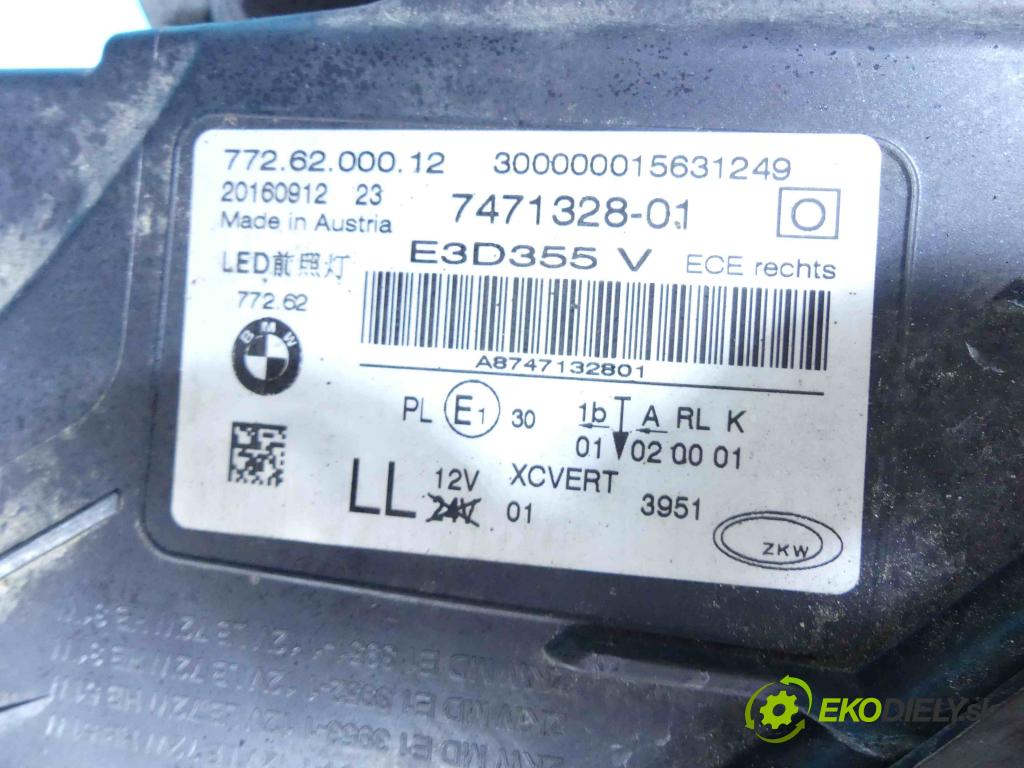 Bmw 7 G11 2015-2022 3.0d 265KM automatic 195 kW 2993 cm3 4- Reflektor: pravý 7471328 (Pravé)