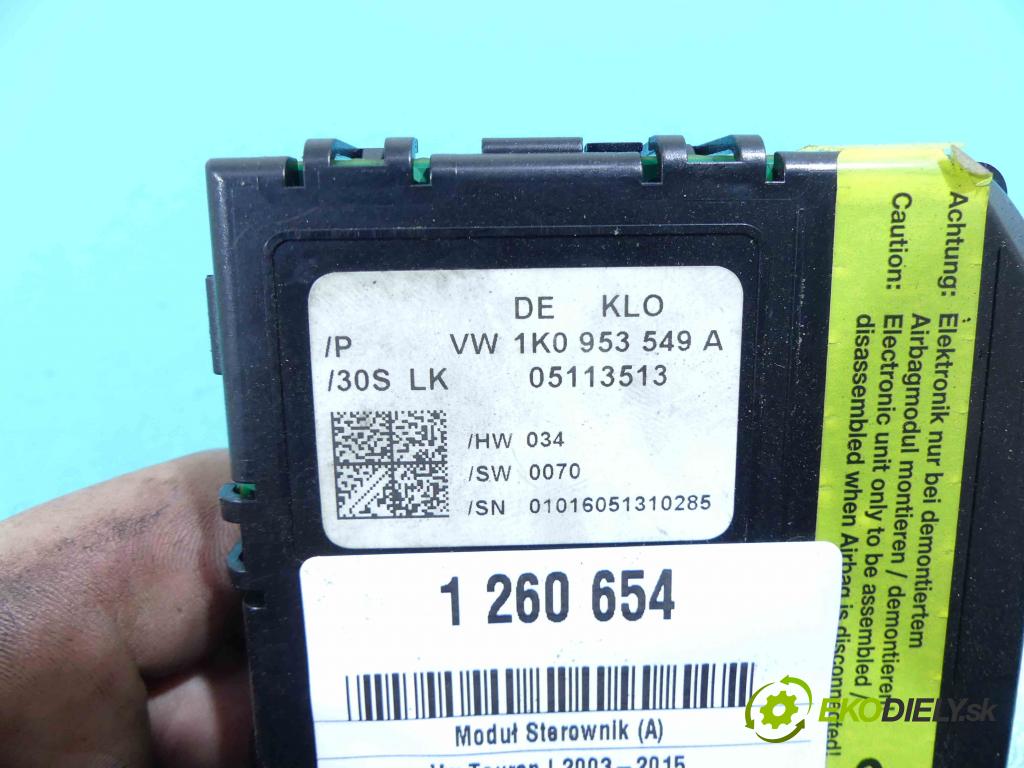Vw Touran I 2003-2015 2.0 tdi 140 HP automatic 103 kW 1968 cm3 5- modul riadiaca jednotka 1K0953549A (Ostatné)
