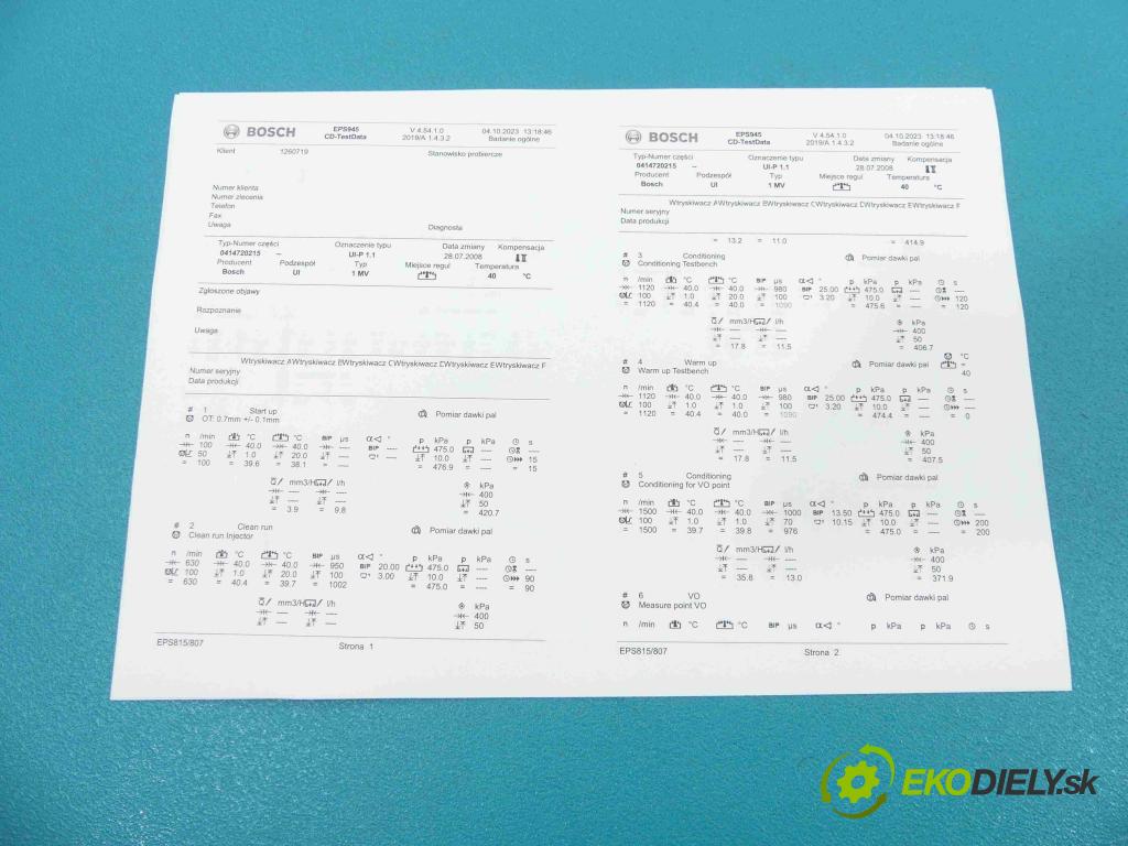 Skoda Fabia II 2007-2014 1.9 tdi 105 hp manual 77 kW 1896 cm3 5- vstřikovací čerpadlo 0414720215 (Vstřikovač paliva)