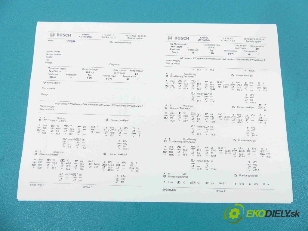 Skoda Fabia II 2007-2014 1.9 tdi 105 HP manual 77 kW 1896 cm3 5- vstrekovacie čerpadlo 0414720215 (Vstrekovače)