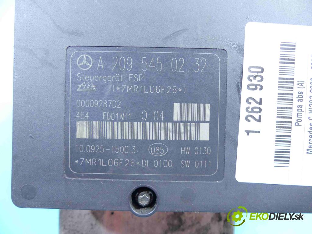 Mercedes C W203 2000-2007 2,2.0 cdi 143 HP manual 105 kW 2148 cm3 4- čerpadlo abs A0034319412Q04 (Pumpy ABS)