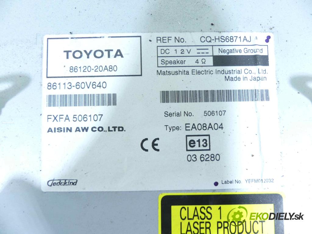 Toyota Avensis III T27 2009-2018 2.2 D-CAT 177 HP manual 130 kW 2231 cm3 4- Radio originál 86120-20A80