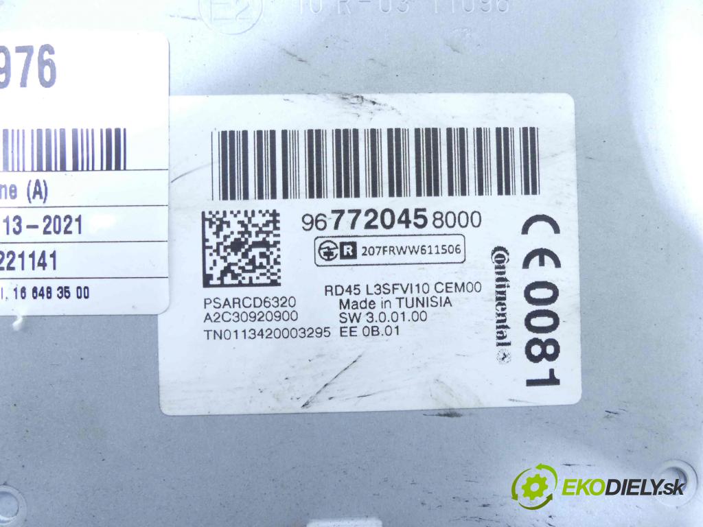 Peugeot 308 II 2013-2021 1.6 THP 125 HP manual 92 kW 1598 cm3 5- Radio továreň: 967720458000