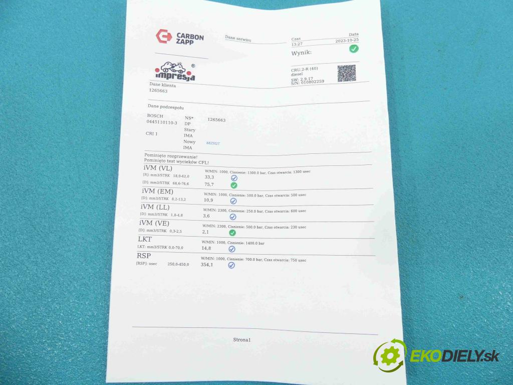 Nissan Primera P12 2001-2007 1.9 dci 120 HP manual 88 kW 1870 cm3 5- vstrek 0445110110 (Vstrekovače)