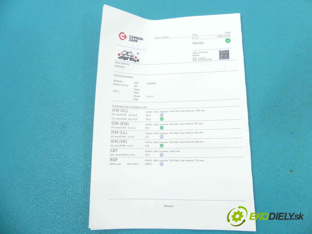 Nissan Primera P12 2001-2007 1.9 dci 120 HP manual 88 kW 1870 cm3 5- vstrek 0445110110 (Vstrekovače)
