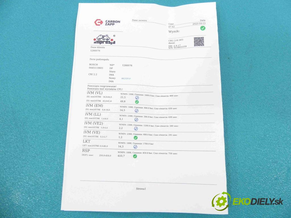 Bmw 3 E90 2005-2013 2.0d 143 HP manual 105 kW 1995 cm3 5- vstrek 0445110601 (Vstrekovače)