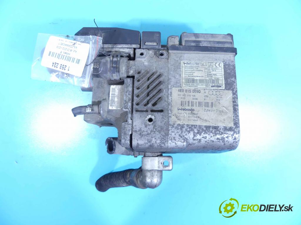 Audi A8 D3 2002-2009 4.0 tdi 275 hp automatic 202 kW 3936 cm3 4- Webasto 4E0815069D (Webasto ohřívače)