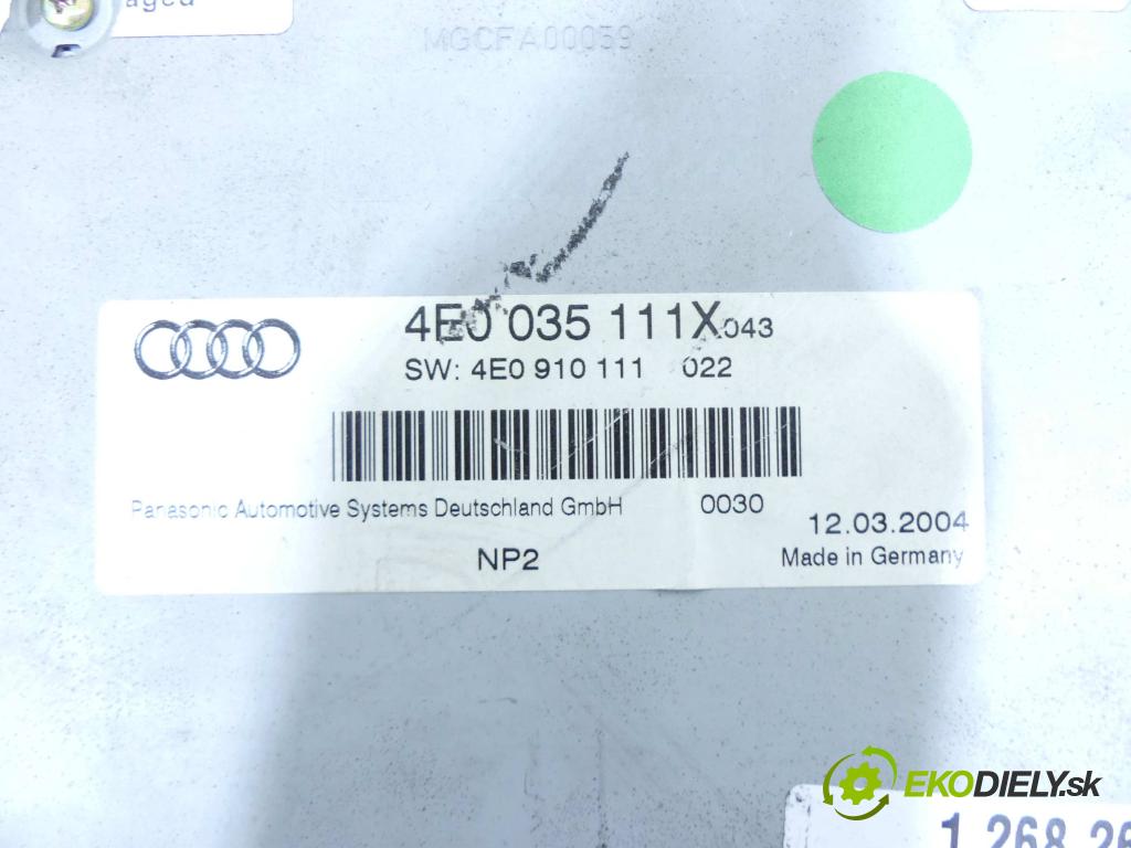 Audi A8 D3 2002-2009 4.0 tdi 275 HP automatic 202 kW 3936 cm3 4- Menič: cd 4E0035111X (CD meniče)
