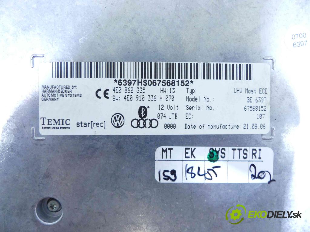 Audi Q7 2005-2015 3.0 tdi V6 232KM automatic 171 kW 2967 cm3 5- modul riadiaca jednotka 4E0862335 (Ostatné)
