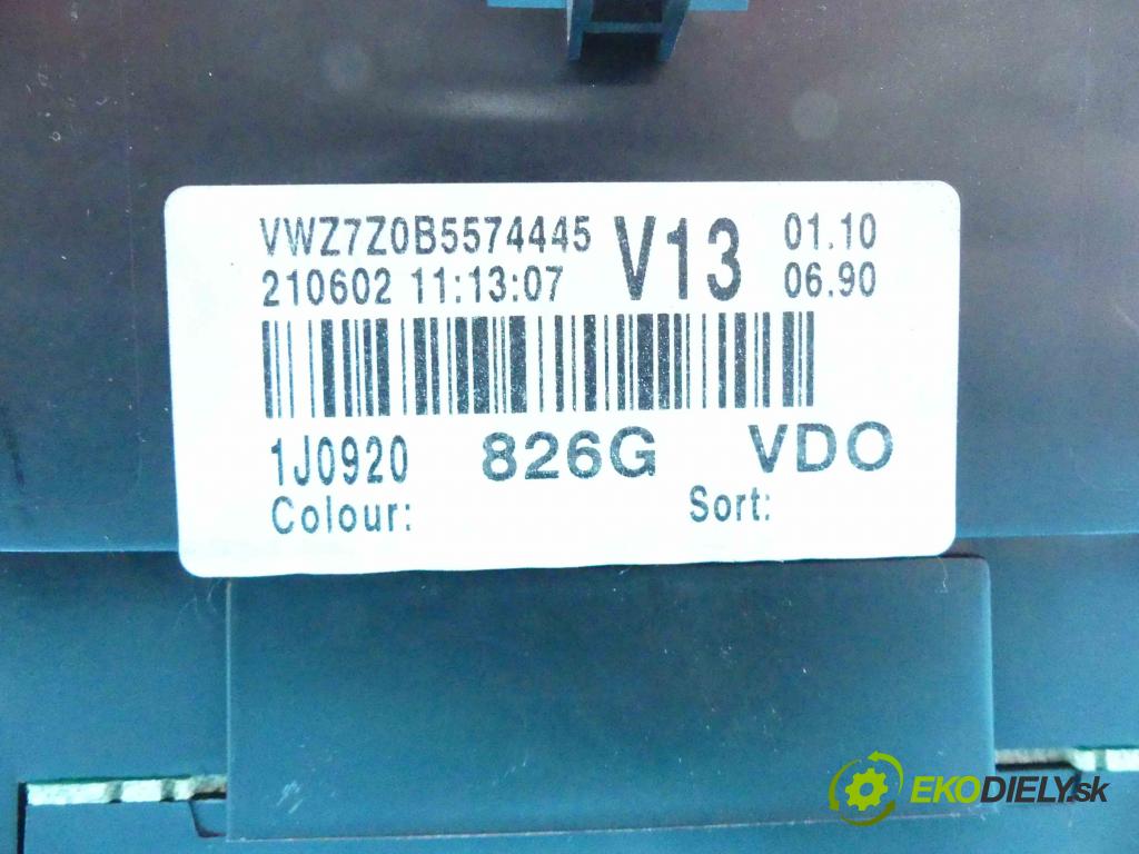 Vw Golf IV 1997-2003 1.6 FSI 110 HP manual 81 kW 1598 cm3 5- prístrojovka/ budíky 1J0920826G (Prístrojové dosky, displeje)