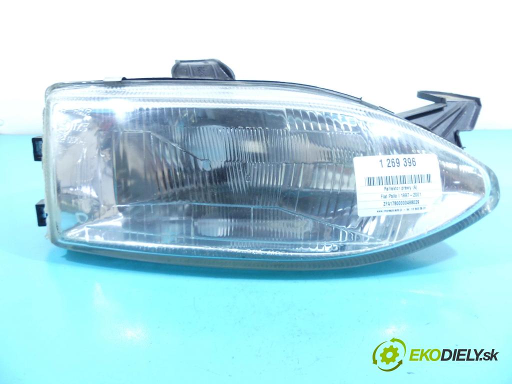 Fiat Palio I 1997-2001 1.6 16v 103 HP manual 76 kW 1596 cm3 5- Reflektor: pravý  (Pravé)