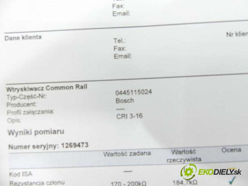 Audi A6 C6 2004-2011 3.0 tdi 224hp automatic 165 kW 2967 cm3 4- vstrek 0445115024 (Vstrekovače)