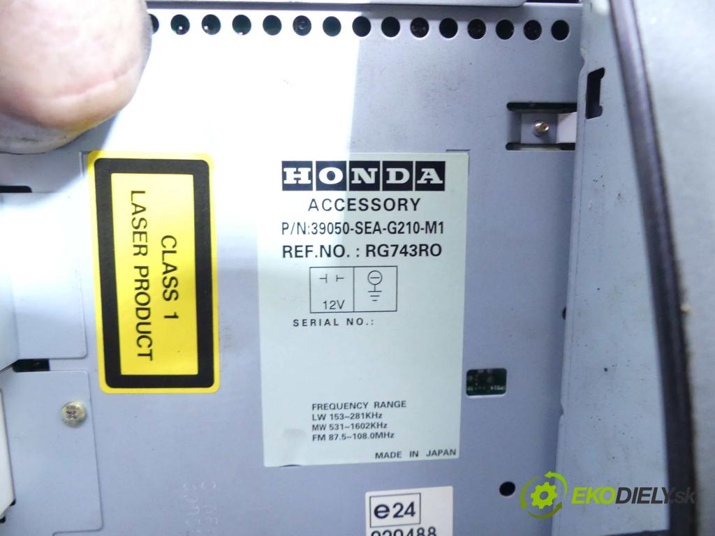 Honda Accord VII 2002-2008 2.4 16V 190 HP automatic 140 kW 2354 cm3 4- Radio originál 39050-SEA-G210-M1
